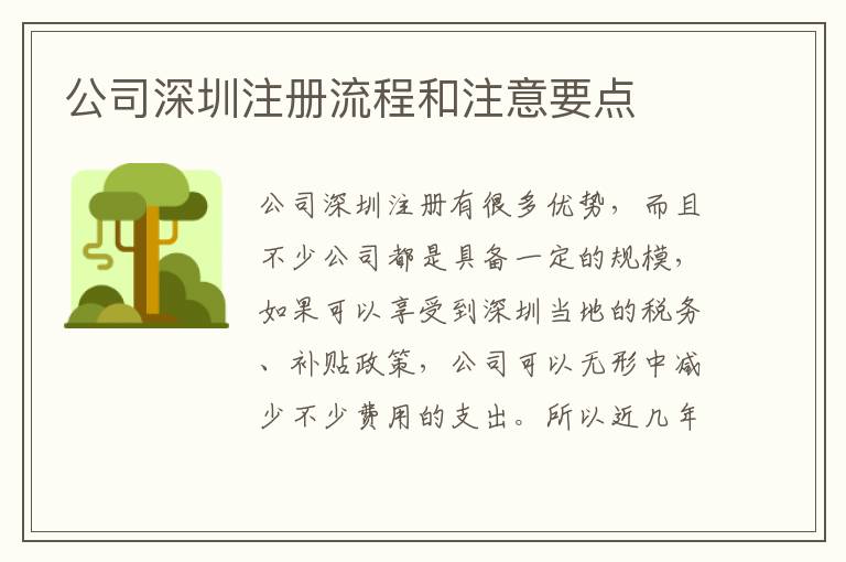 公司深圳注冊(cè)流程和注意要點(diǎn)