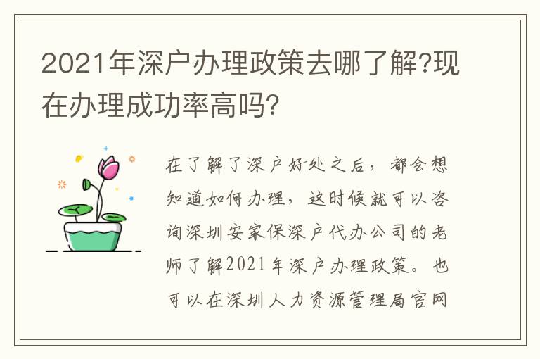 2021年深戶辦理政策去哪了解?現在辦理成功率高嗎？
