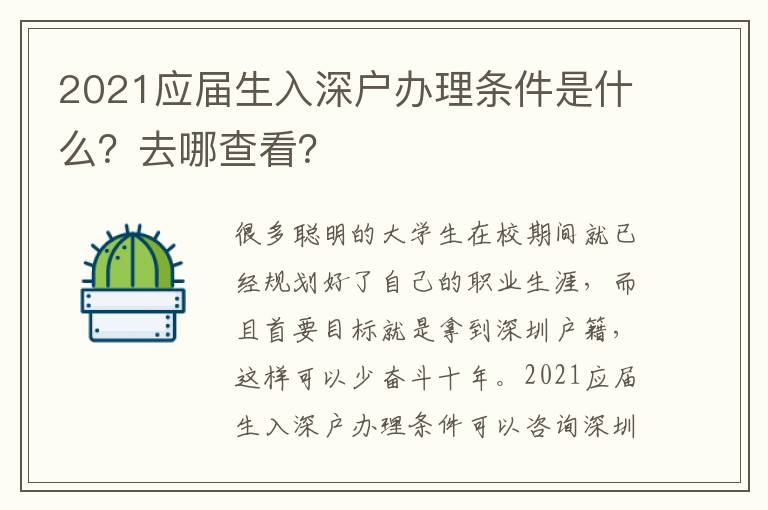 2021應屆生入深戶辦理條件是什么？去哪查看？
