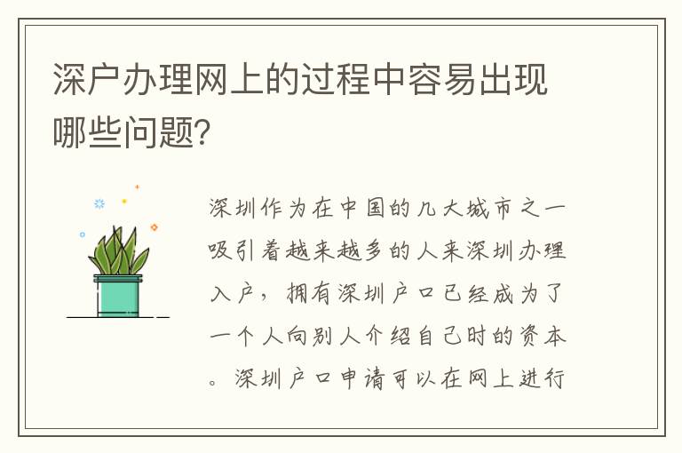 深戶辦理網上的過程中容易出現哪些問題？