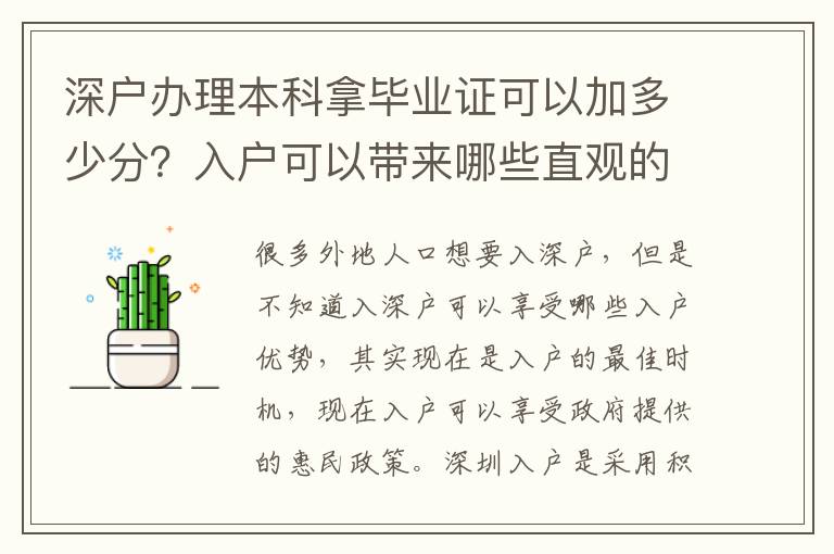 深戶辦理本科拿畢業證可以加多少分？入戶可以帶來哪些直觀的優勢？
